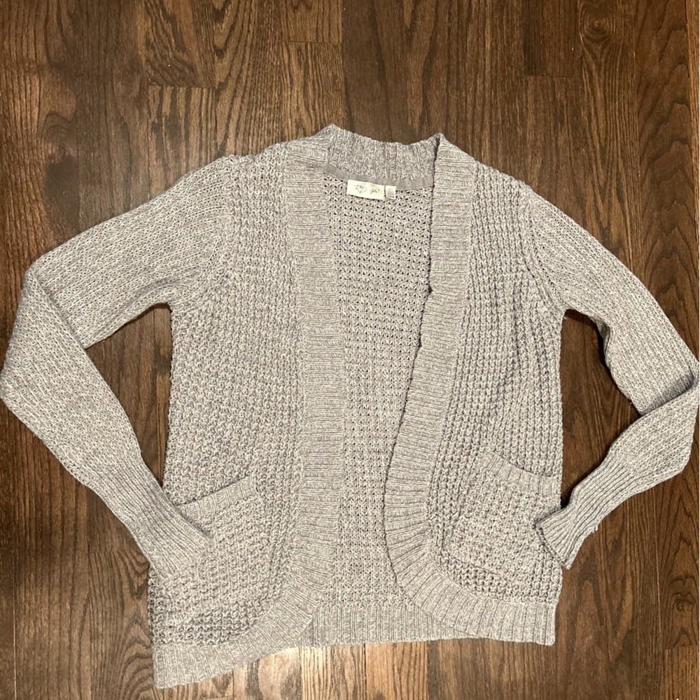 RD Style Women’s Light Gray Cozy Open-Front Cardigan Size Small - Picture 2 of 4